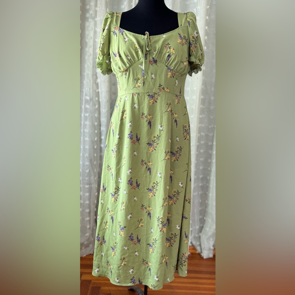 Floral Green Midi Dress